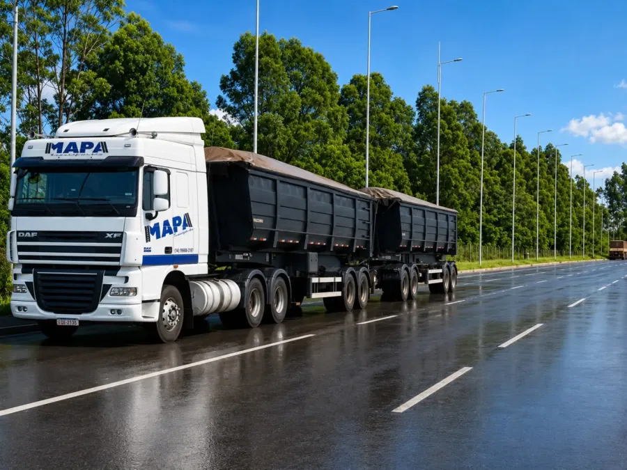 Caminhão da Mapa Transportes na estrada