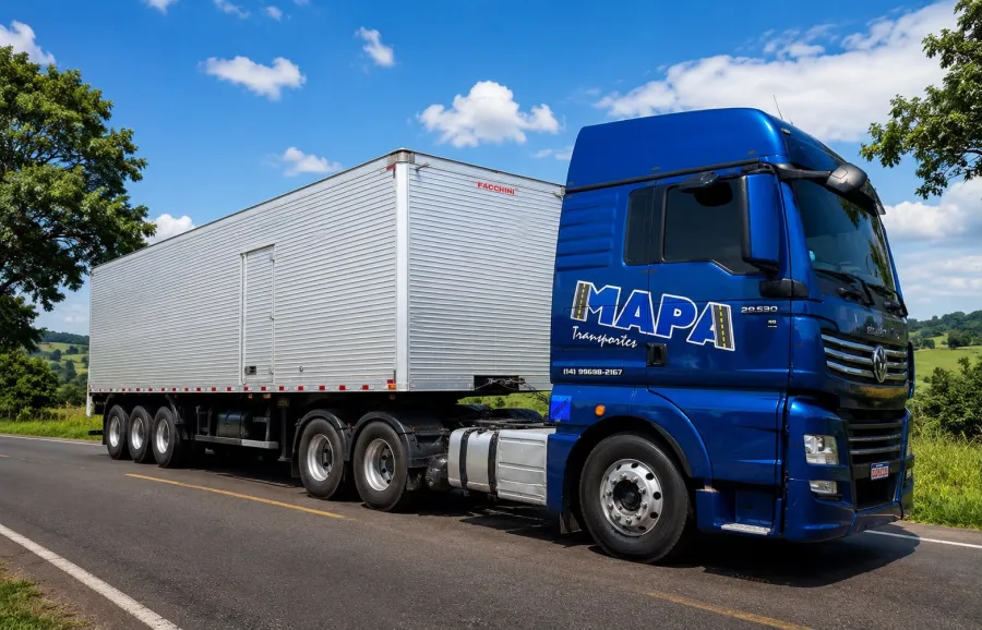 Caminhão baú da Mapa Transportes